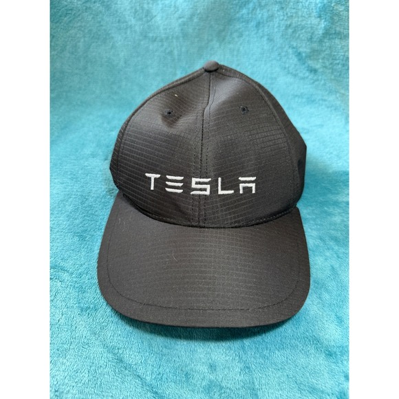 Tesla Motors Black Ripstop Baseball Cap Adjustable Hat Embroidered Logo Mens